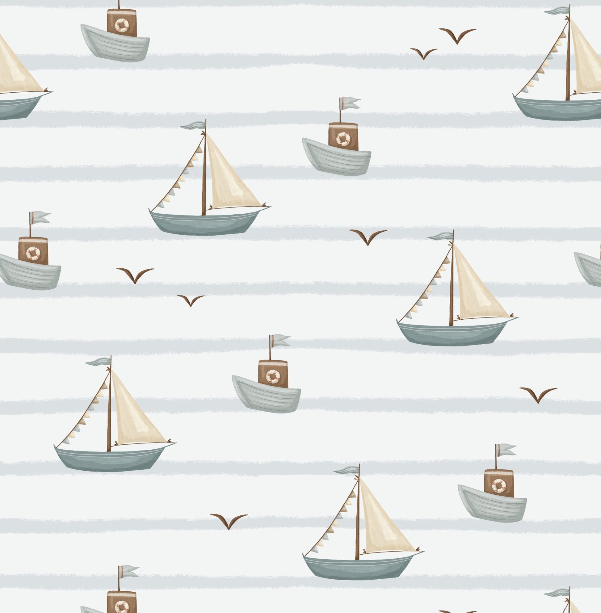 Blue Boat Sail — Arch Wall Decal (Arch Wall Decal) — removable wall decal by Tiny Tale Prints