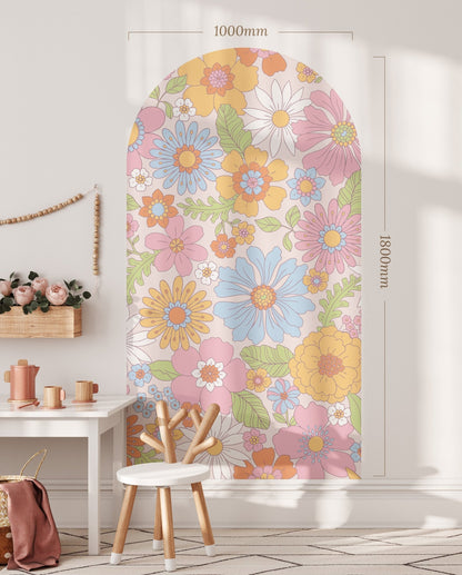 Blue Mist & Butter Bloom — Arch Wall Decal (Arch Wall Decal) — removable wall decal by Tiny Tale Prints