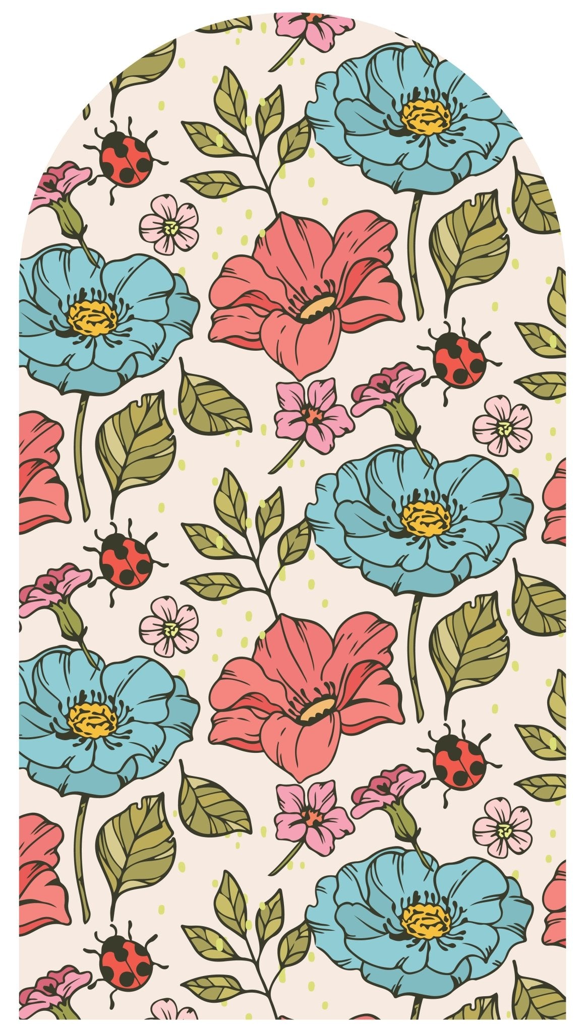 Bluebell Ladybug Garden — Arch Wall Decal (Arch Wall Decal) — removable wall decal by Tiny Tale Prints