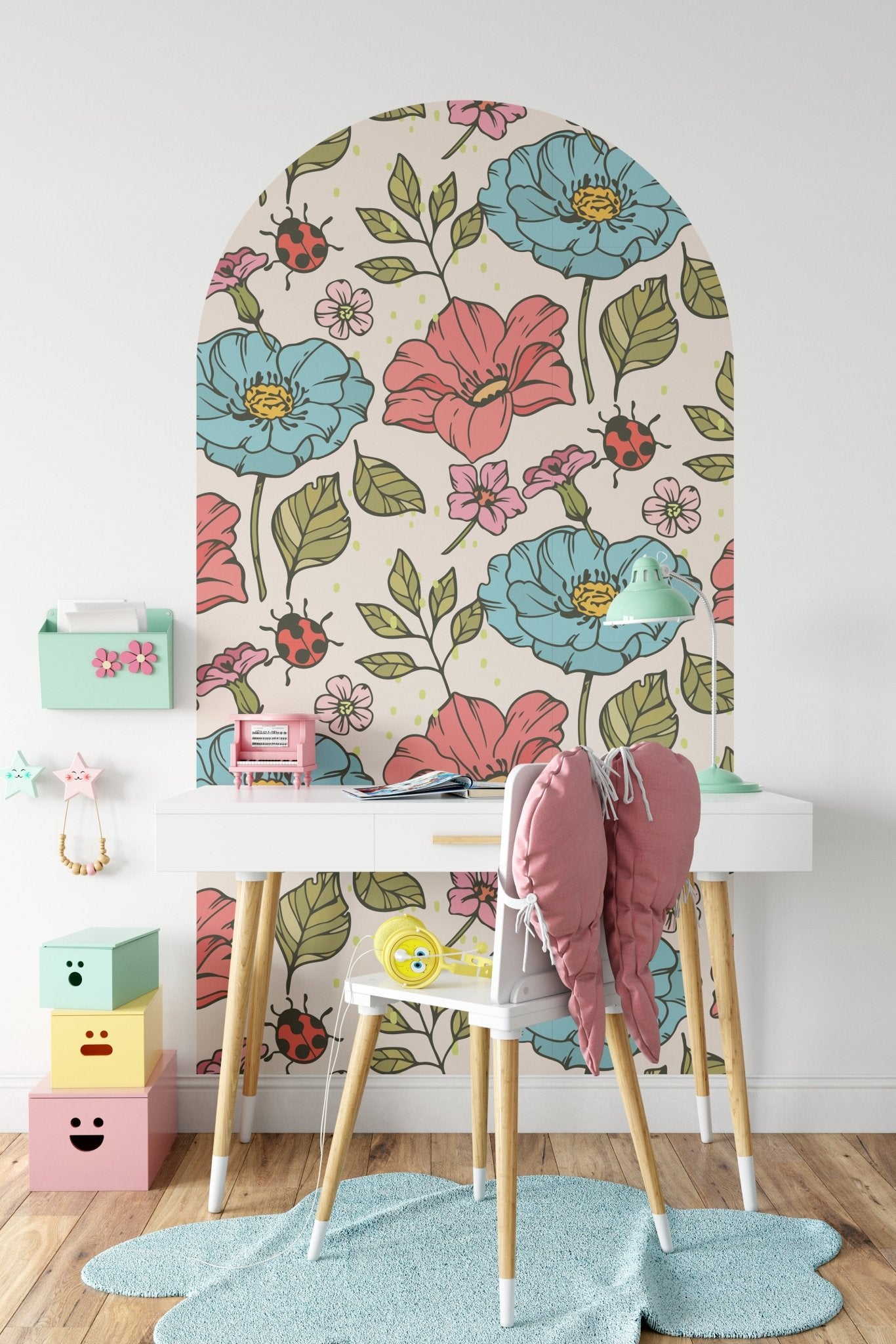 Bluebell Ladybug Garden — Arch Wall Decal (Arch Wall Decal) — removable wall decal by Tiny Tale Prints