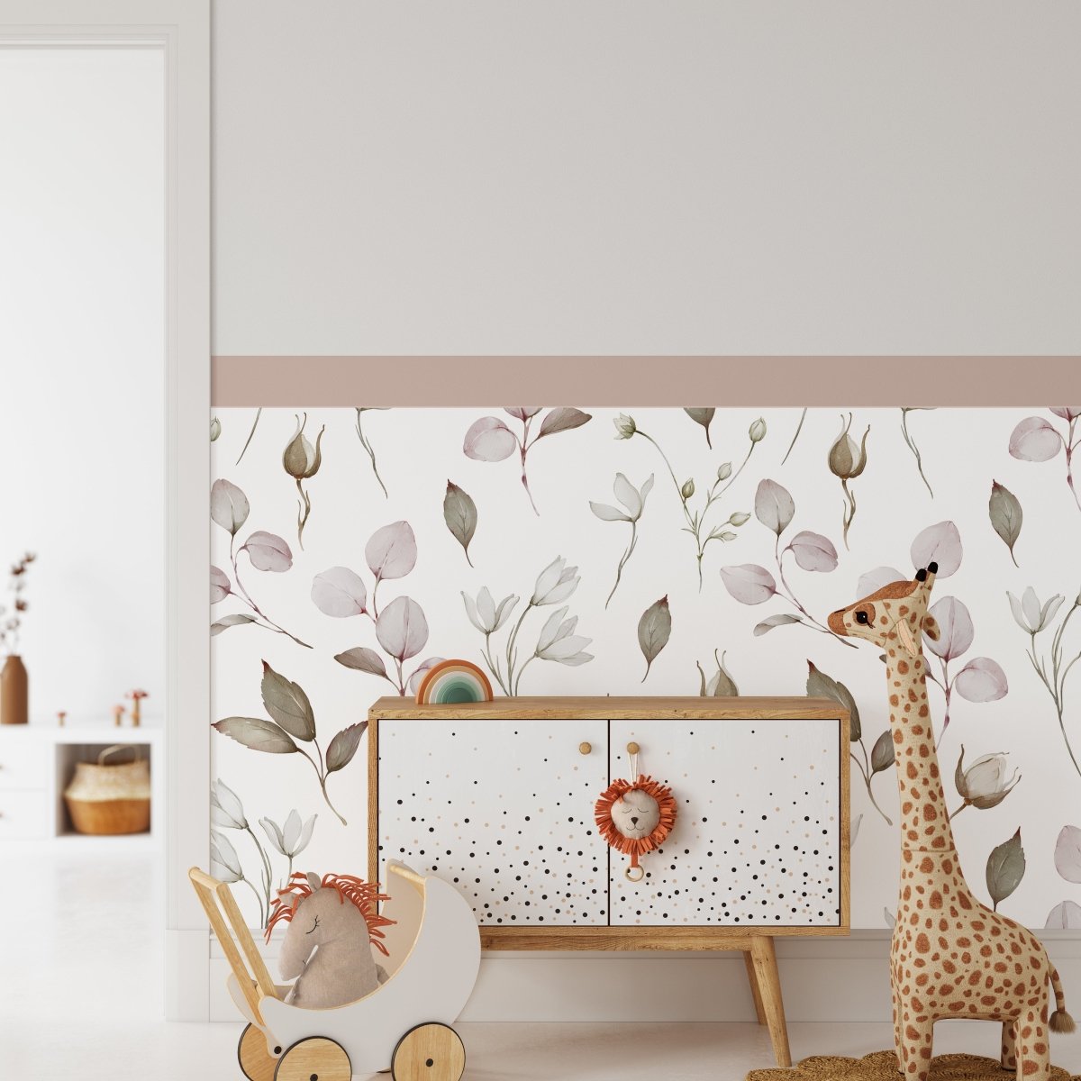 Blush & Sage Bloom — Half - Wall Decal (Half - Wall Decal) — removable wall decal by Tiny Tale Prints