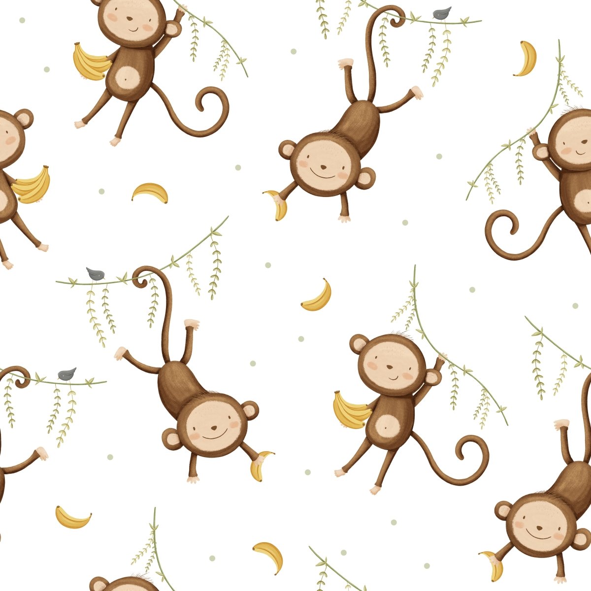 Brown Animal Monkey — Half Wall Decal (Half - Wall Decal) — removable wall decal by Tiny Tale Prints
