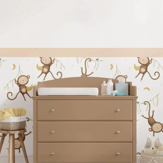 Brown Animal Monkey — Half Wall Decal (Home Decor Decals) — removable wall decal by Tiny Tale Prints.