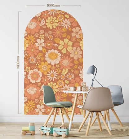 Burnt Sugar Blossoms — Arch Wall Decal (Arch Wall Decal) — removable wall decal by Tiny Tale Prints