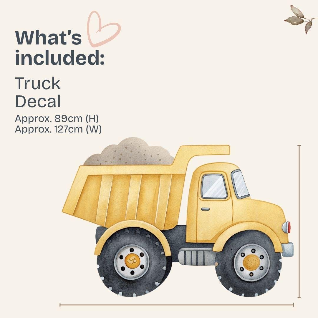 Classic Yellow Dump Truck — Wall Decal (Home Decor Decals) — removable wall decal by Tiny Tale Prints.