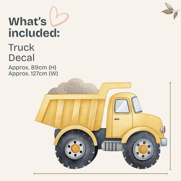 Classic Yellow Dump Truck — Wall Decal (Home Decor Decals) — removable wall decal by Tiny Tale Prints.