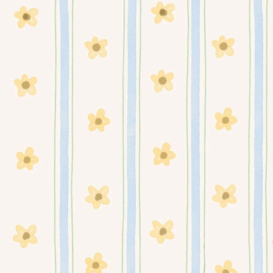 Daisy Stripe Daydream — Half Wall Decal (Home Decor Decals) — removable wall decal by Tiny Tale Prints.