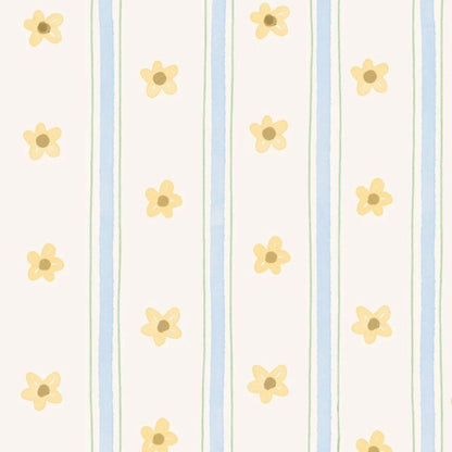 Daisy Stripe Daydream — Half Wall Decal (Home Decor Decals) — removable wall decal by Tiny Tale Prints.
