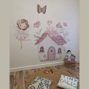 Fairy Garden Cottage — Wall Decal (Home Decor Decals) — removable wall decal by Tiny Tale Prints.