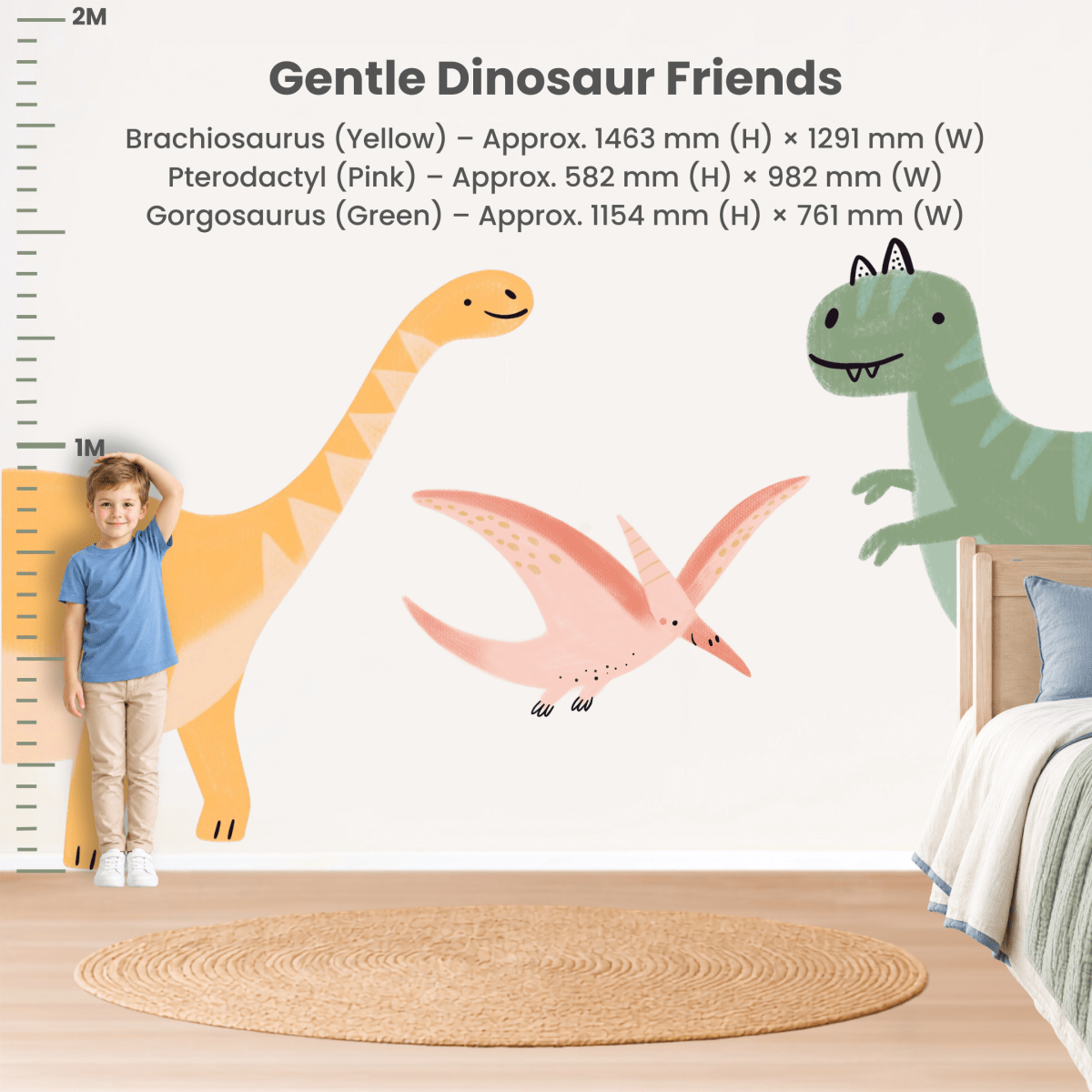 Gentle Dinosaur Friends — Wall Decal (Home Decor Decals) - removable wall decal by Tiny Tale Prints