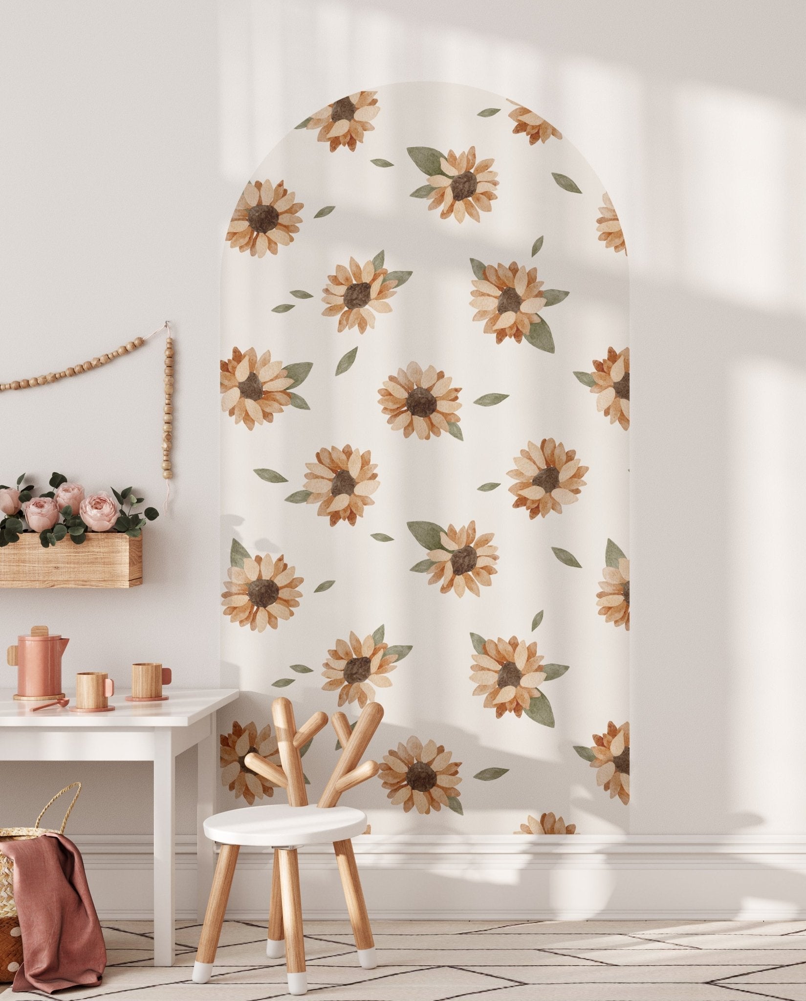 Golden Glow Sunflowers — Arch Wall Decal (Arch Wall Decal) — removable wall decal by Tiny Tale Prints