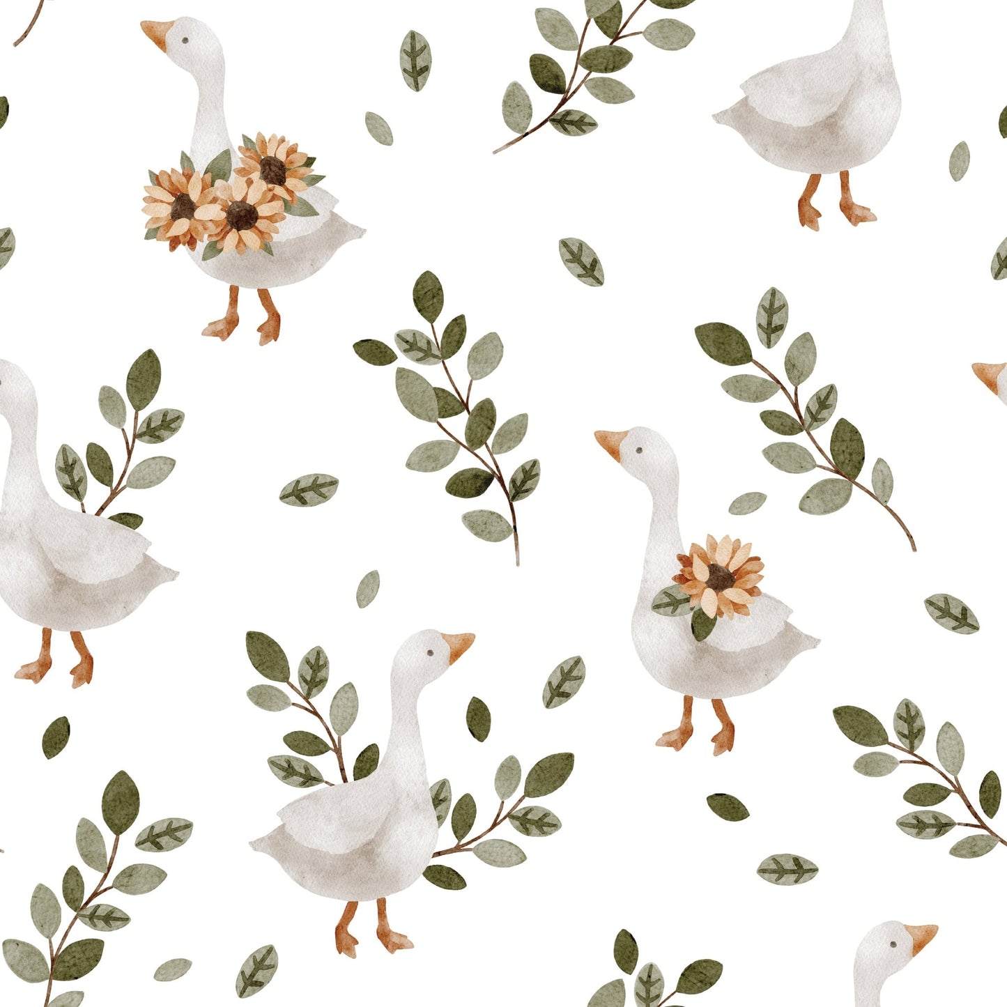 Goose & Duckling Daydream — Half - Wall Decal (Home Decor Decals) — removable wall decal by Tiny Tale Prints