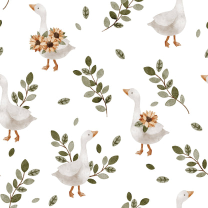 Goose & Duckling Daydream — Half - Wall Decal (Home Decor Decals) — removable wall decal by Tiny Tale Prints