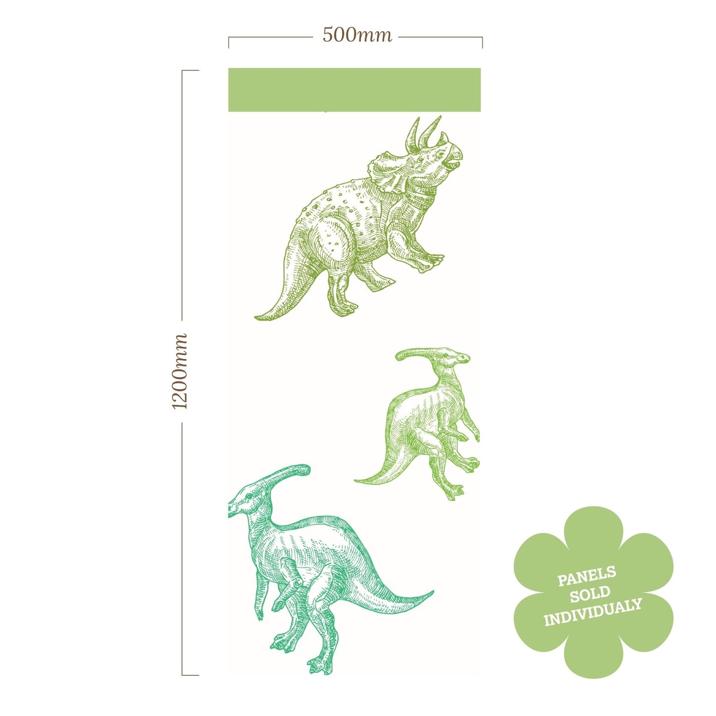 Halfwall Green Dinosaur Pattern – Wall Decal (Home Decor Decals) — removable wall decal by Tiny Tale Prints