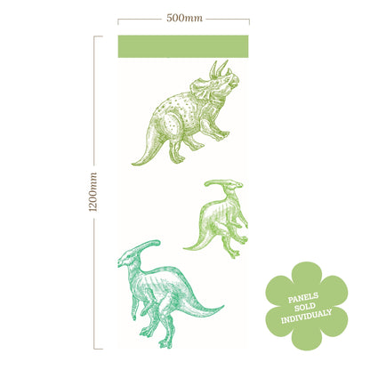 Halfwall Green Dinosaur Pattern – Wall Decal (Home Decor Decals) — removable wall decal by Tiny Tale Prints
