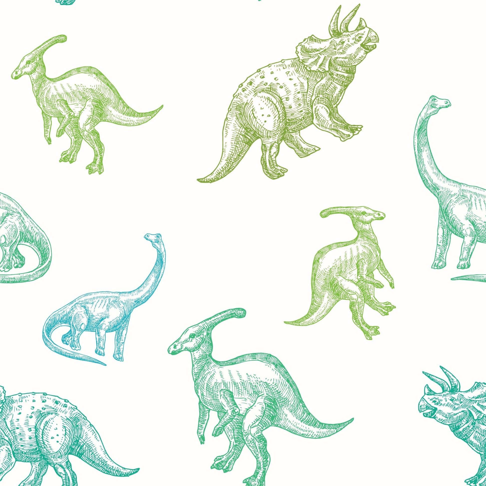 Halfwall Green Dinosaur Pattern – Wall Decal (Home Decor Decals) — removable wall decal by Tiny Tale Prints