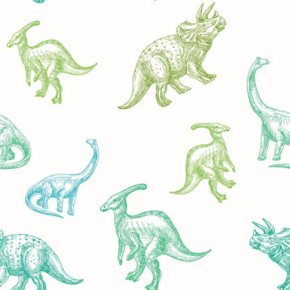 Halfwall Green Dinosaur Pattern – Wall Decal (Home Decor Decals) — removable wall decal by Tiny Tale Prints