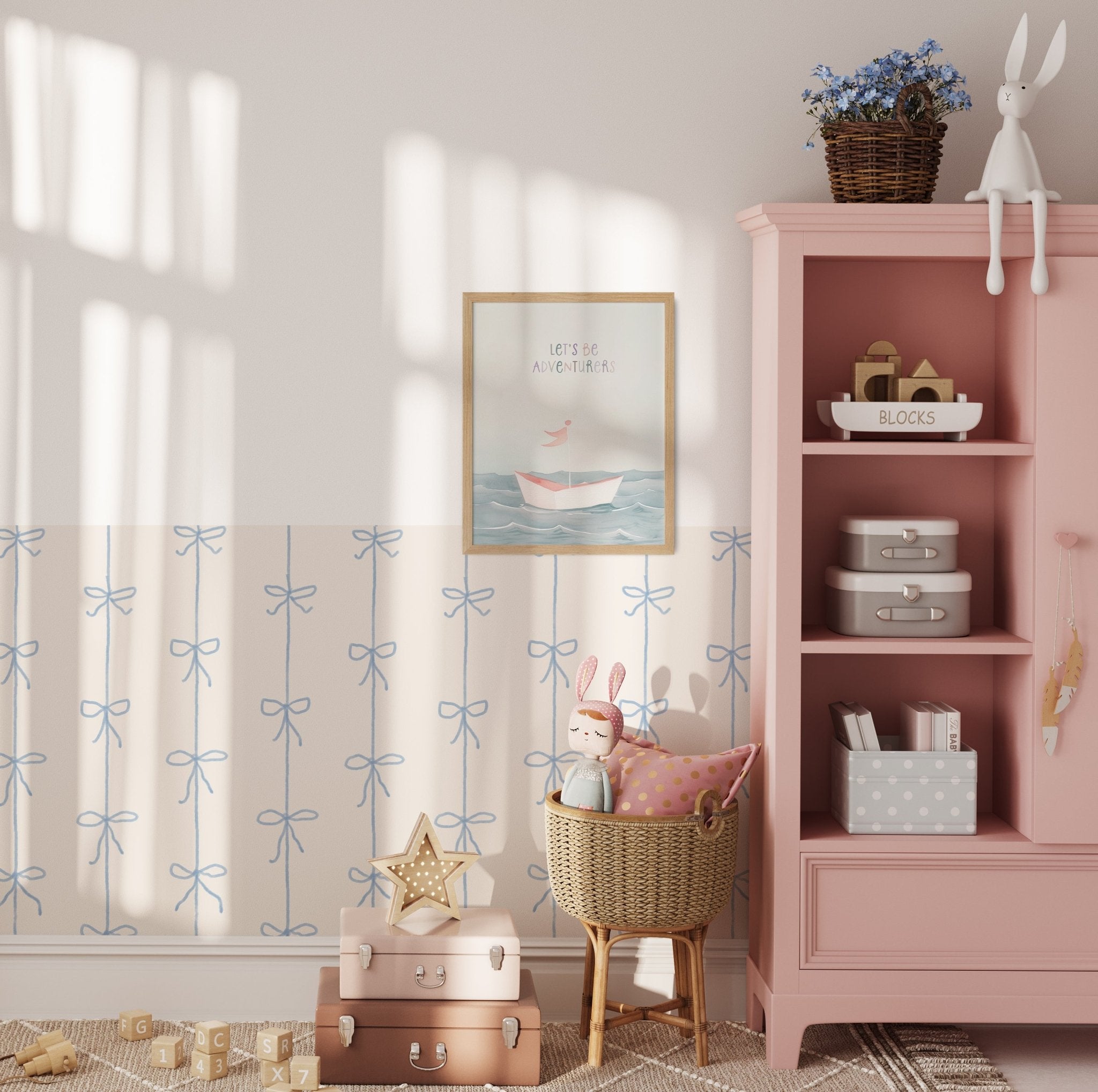 Halfwall Ribbon Blue – Wall Decal (Home Decor Decals) — removable wall decal by Tiny Tale Prints