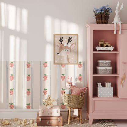 Halfwall Strawberry Red – Wall Decal (Home Decor Decals) — removable wall decal by Tiny Tale Prints