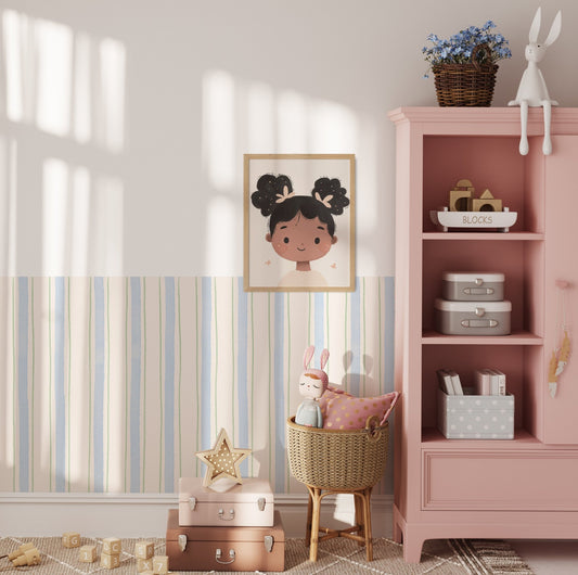 Halfwall Stripe Blue – Wall Decal (Home Decor Decals) — removable wall decal by Tiny Tale Prints