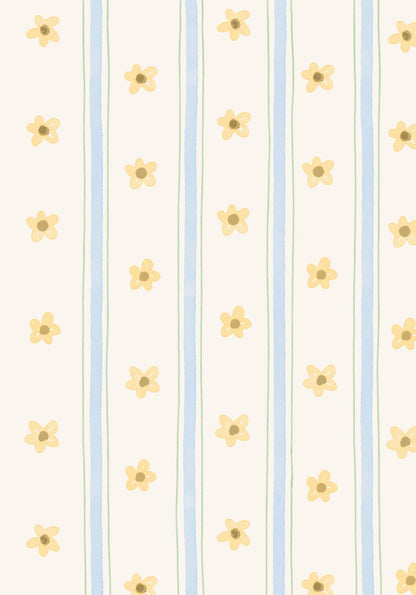 Halfwall Stripe Flower – Wall Decal (Home Decor Decals) — removable wall decal by Tiny Tale Prints