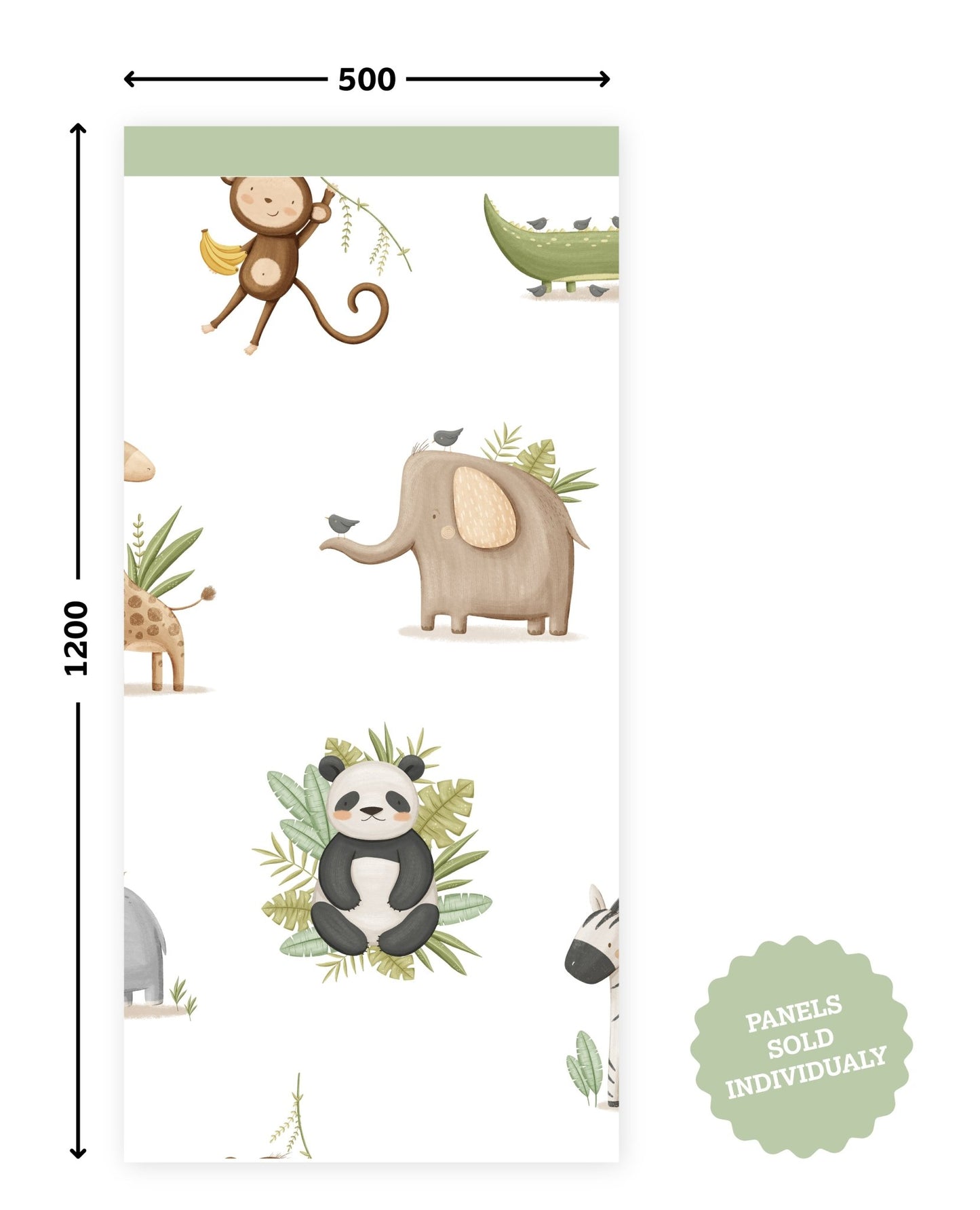 Leafy Safari Buddies — Half - Wall (Half - Wall Decal) — removable wall decal by Tiny Tale Prints