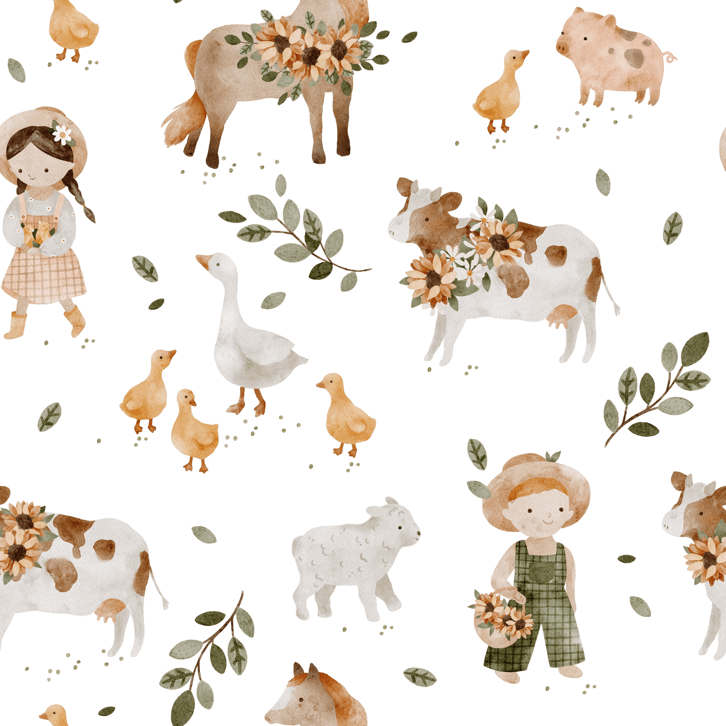 Meadow Farm Lullaby — Half Wall Decal (Home Decor Decals) — removable wall decal by Tiny Tale Prints.