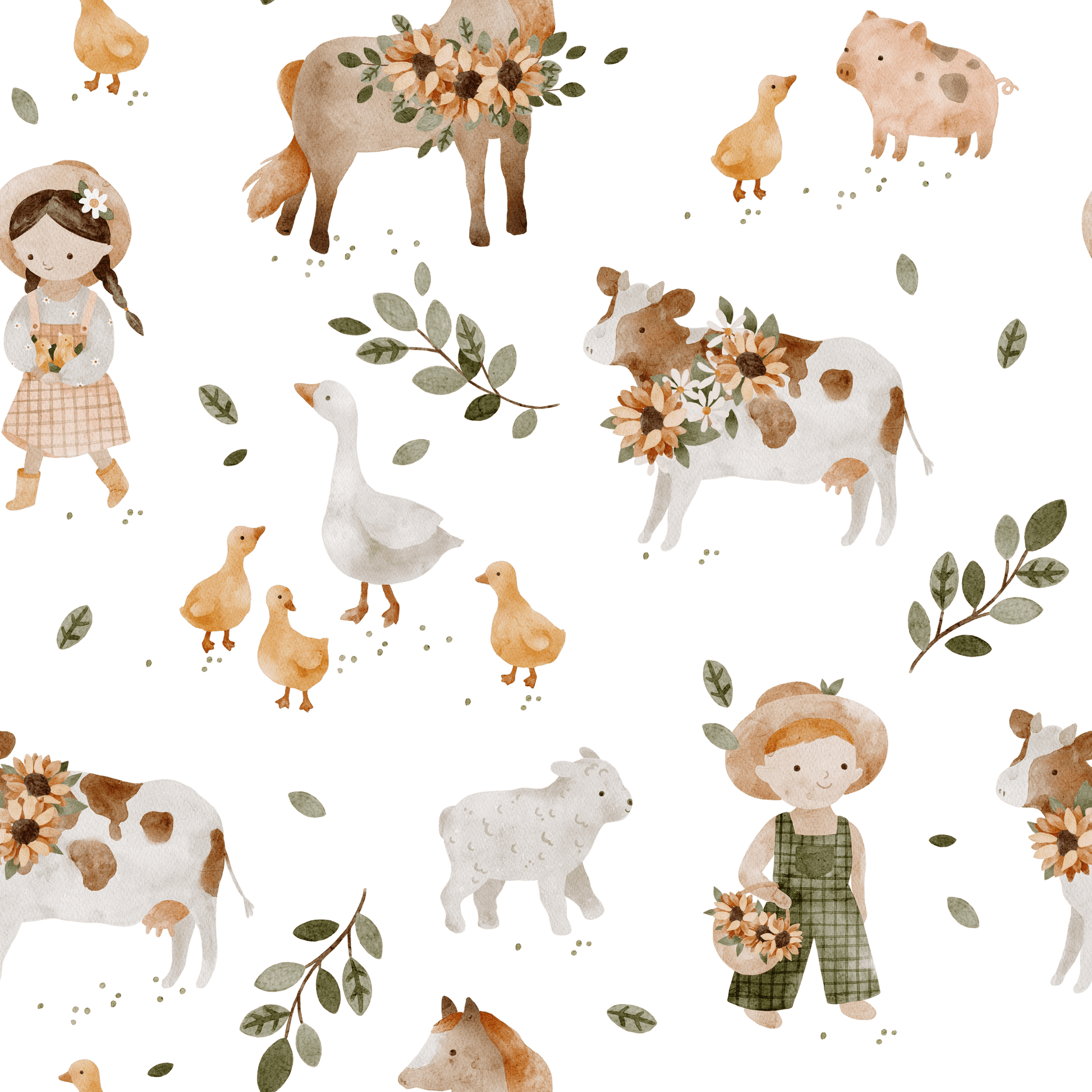 Meadow Farm Lullaby — Half Wall Decal (Home Decor Decals) — removable wall decal by Tiny Tale Prints.