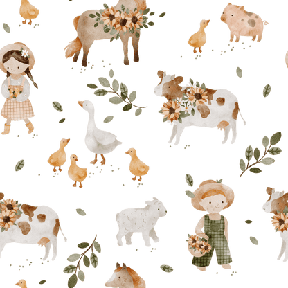 Meadow Farm Lullaby — Half Wall Decal (Home Decor Decals) — removable wall decal by Tiny Tale Prints.