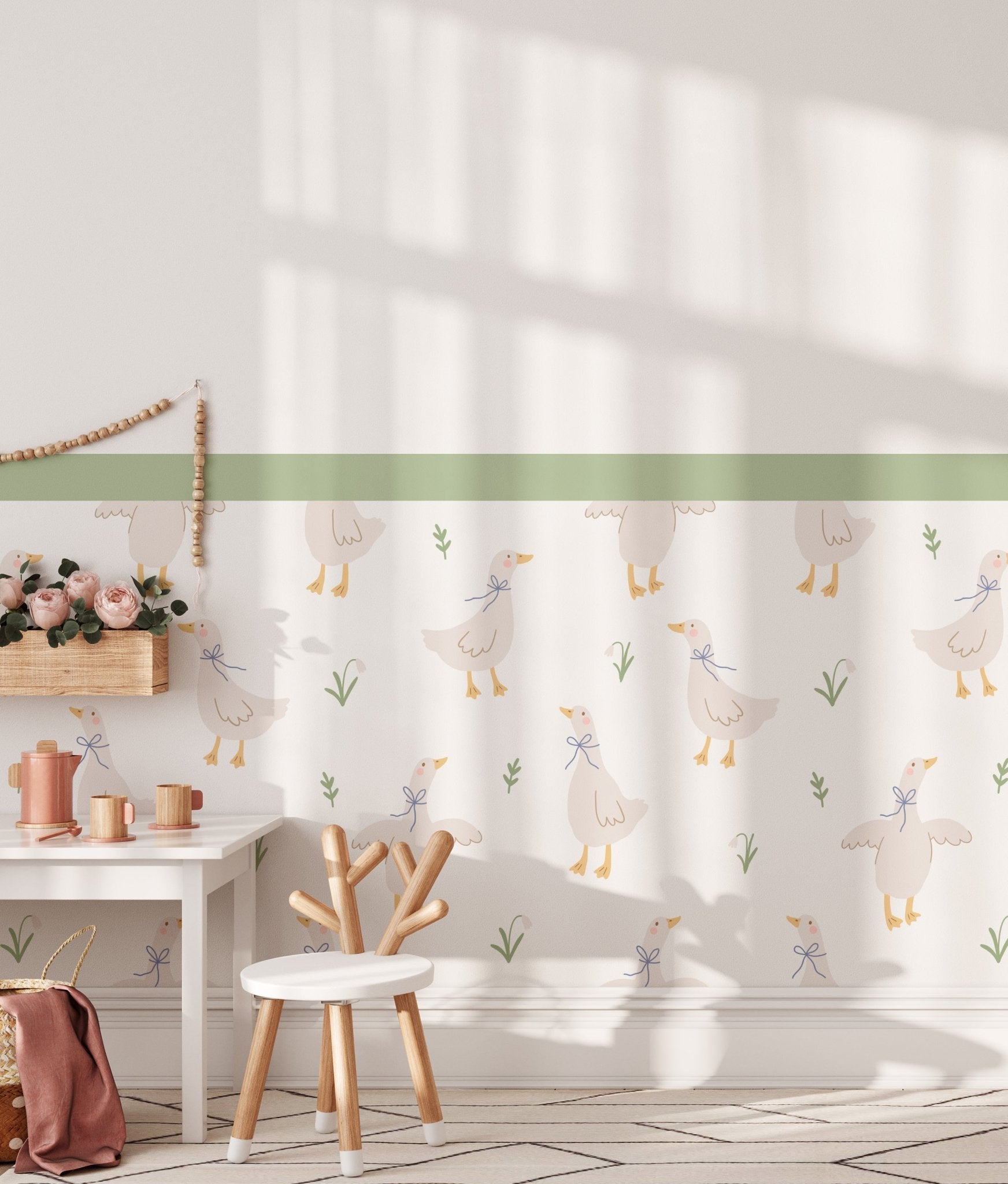 Meadow Geese & Ducklings — Half - Wall Decal (Half - Wall Decal) — removable wall decal by Tiny Tale Prints