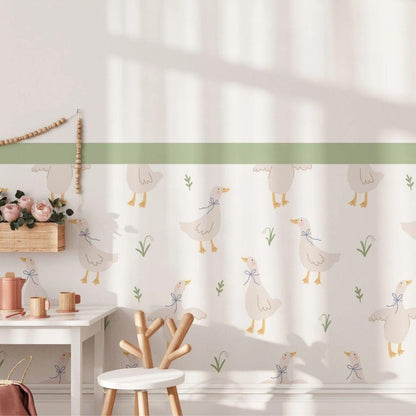 Meadow Geese & Ducklings — Half - Wall Decal (Home Decor Decals) — removable wall decal by Tiny Tale Prints.