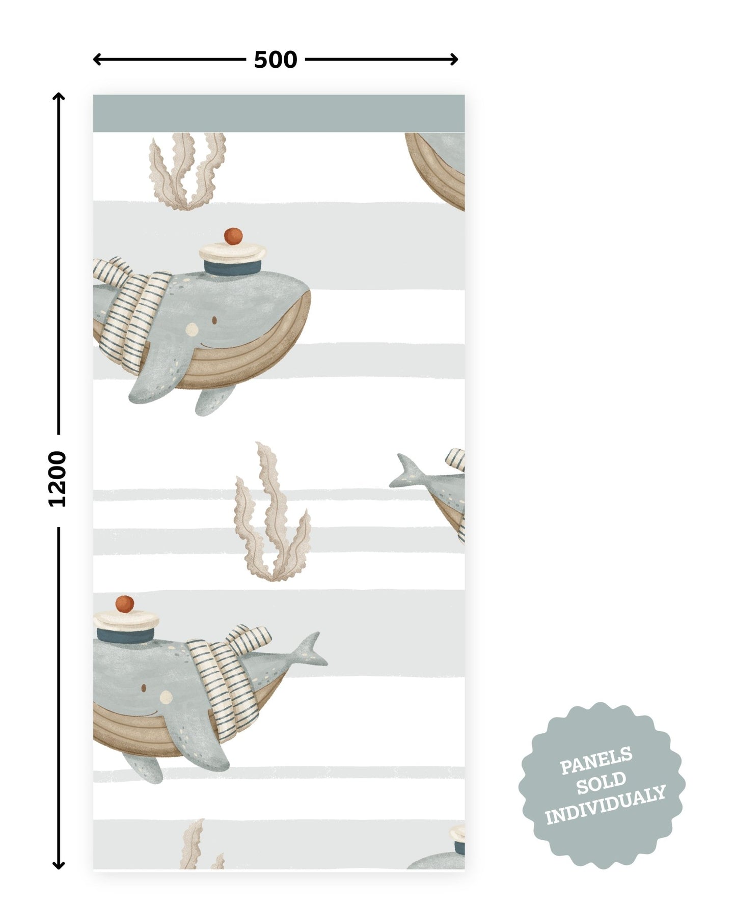 Ocean Hush Whale — Half Wall Decal (Half - Wall Decal) — removable wall decal by Tiny Tale Prints