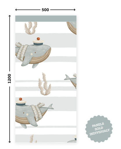 Ocean Hush Whale — Half Wall Decal (Half - Wall Decal) — removable wall decal by Tiny Tale Prints