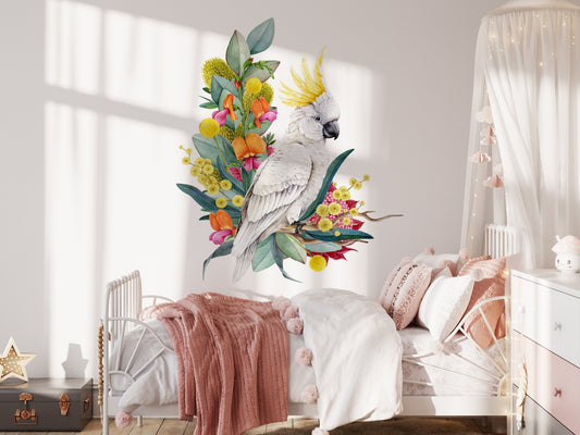 Outback Cockatoo in Bloom — Wall Decal () — removable wall decal by Tiny Tale Prints