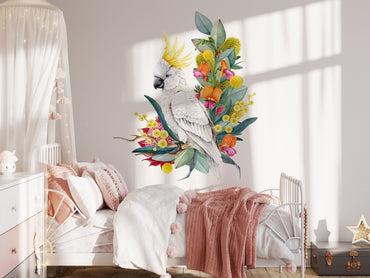 Outback Cockatoo in Bloom — Wall Decal (Home Decor Decals) — removable wall decal by Tiny Tale Prints 