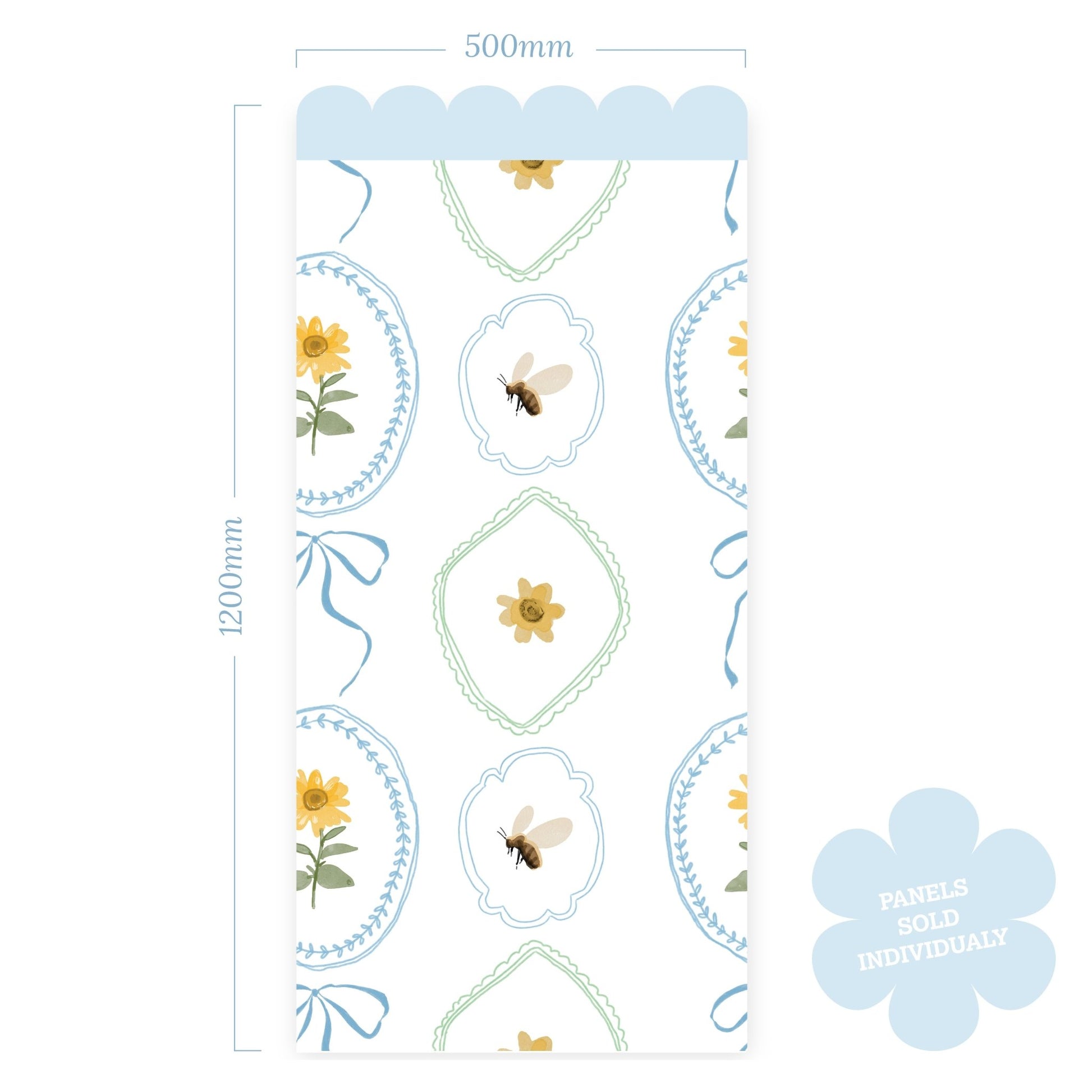 Petal & Honey Bee — Half Wall Decal (Half - Wall Decal) — removable wall decal by Tiny Tale Prints