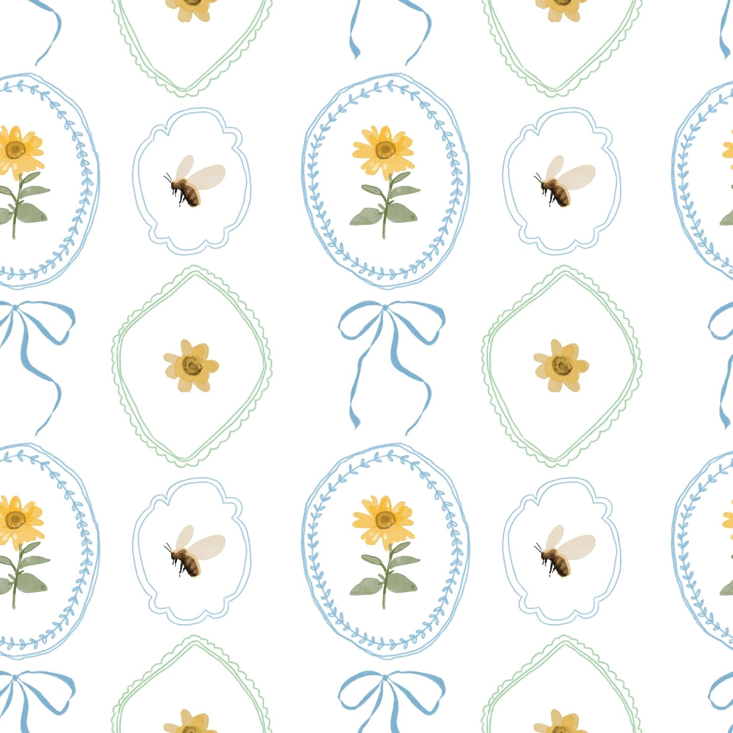 Petal & Honey Bee — Half Wall Decal (Half - Wall Decal) — removable wall decal by Tiny Tale Prints