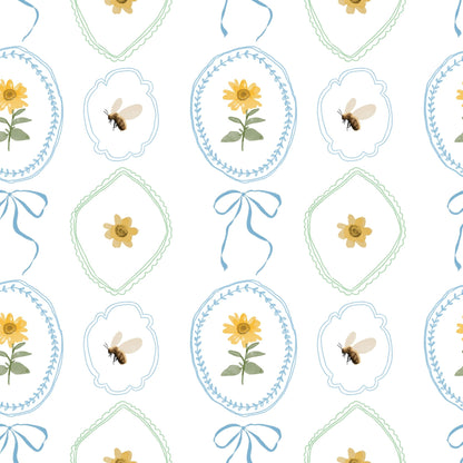 Petal & Honey Bee — Half Wall Decal (Half - Wall Decal) — removable wall decal by Tiny Tale Prints