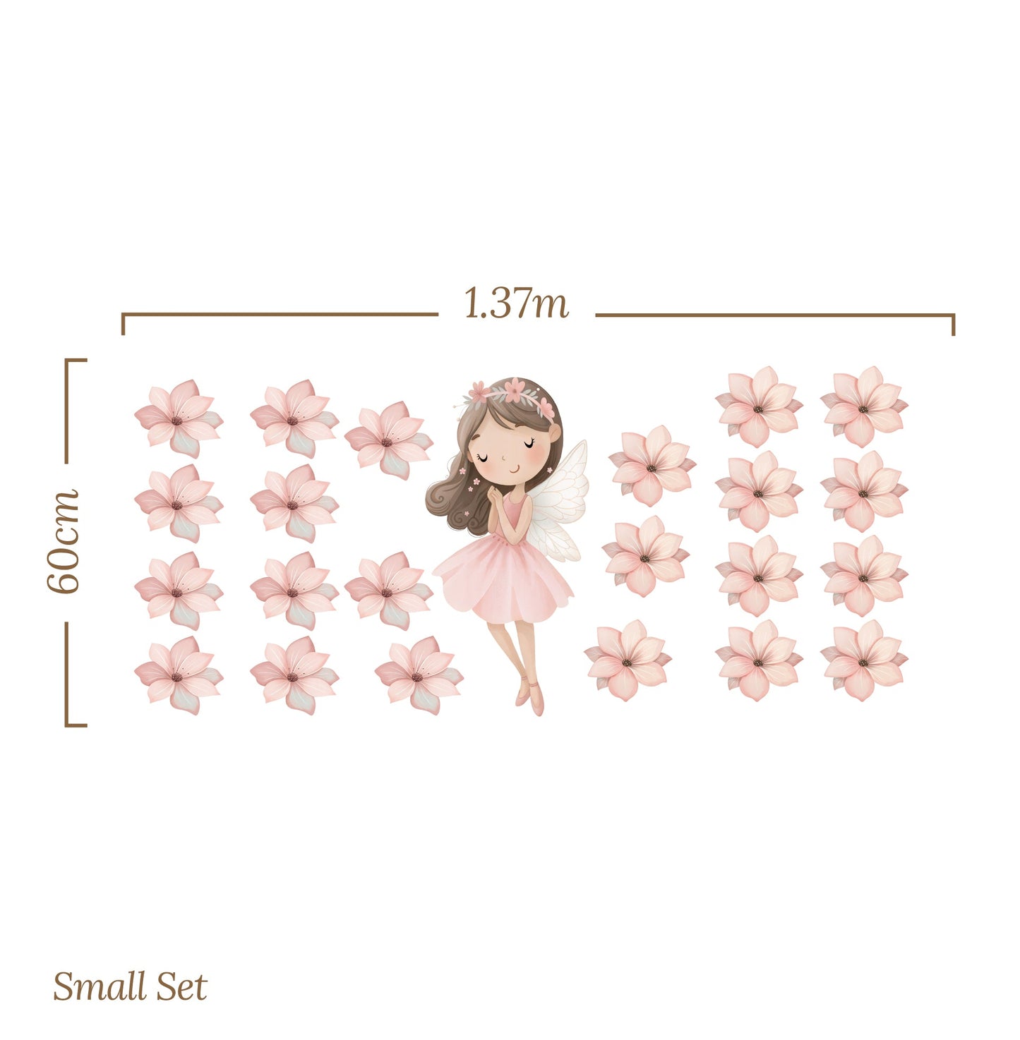 Pink Petal Fairy Friends — Wall Decal (Home Decor Decals) — removable wall decal by Tiny Tale Prints