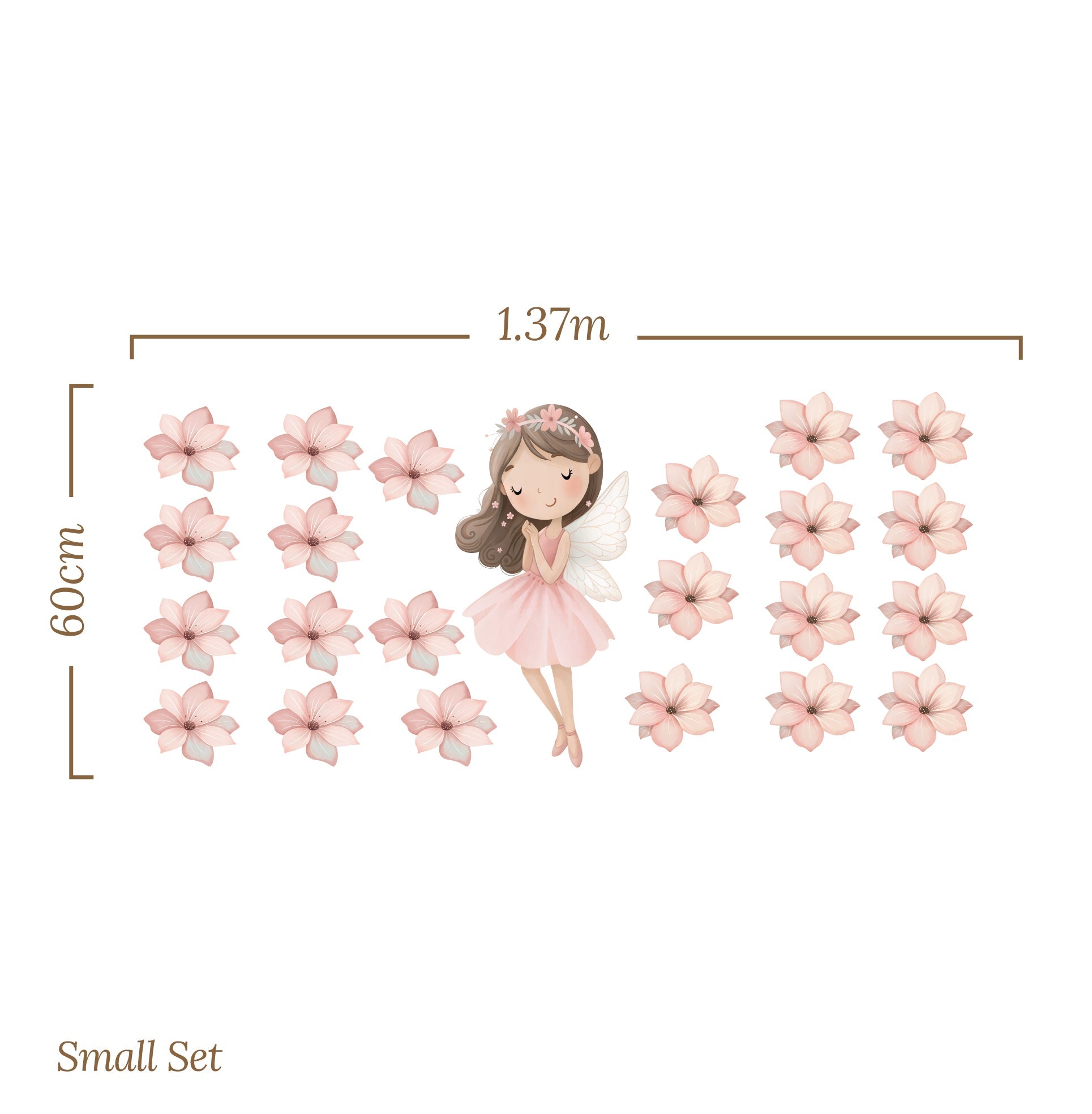 Pink Petal Fairy Friends — Wall Decal (Home Decor Decals) — removable wall decal by Tiny Tale Prints