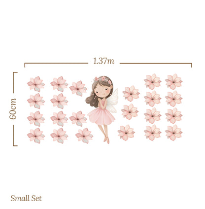 Pink Petal Fairy Friends — Wall Decal (Home Decor Decals) — removable wall decal by Tiny Tale Prints
