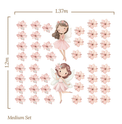 Pink Petal Fairy Friends — Wall Decal (Home Decor Decals) — removable wall decal by Tiny Tale Prints