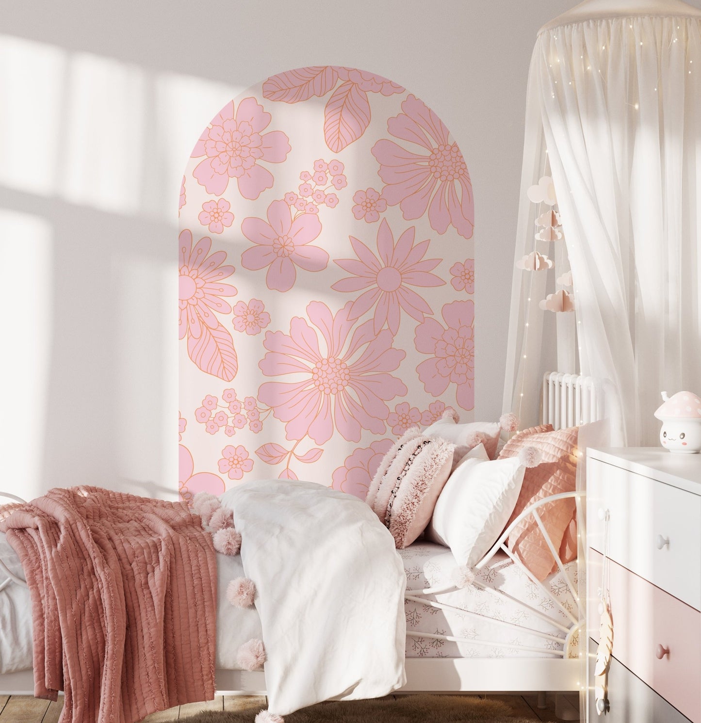 Pink Petal Parade — Arch Wall Decal (Arch Wall Decal) — removable wall decal by Tiny Tale Prints