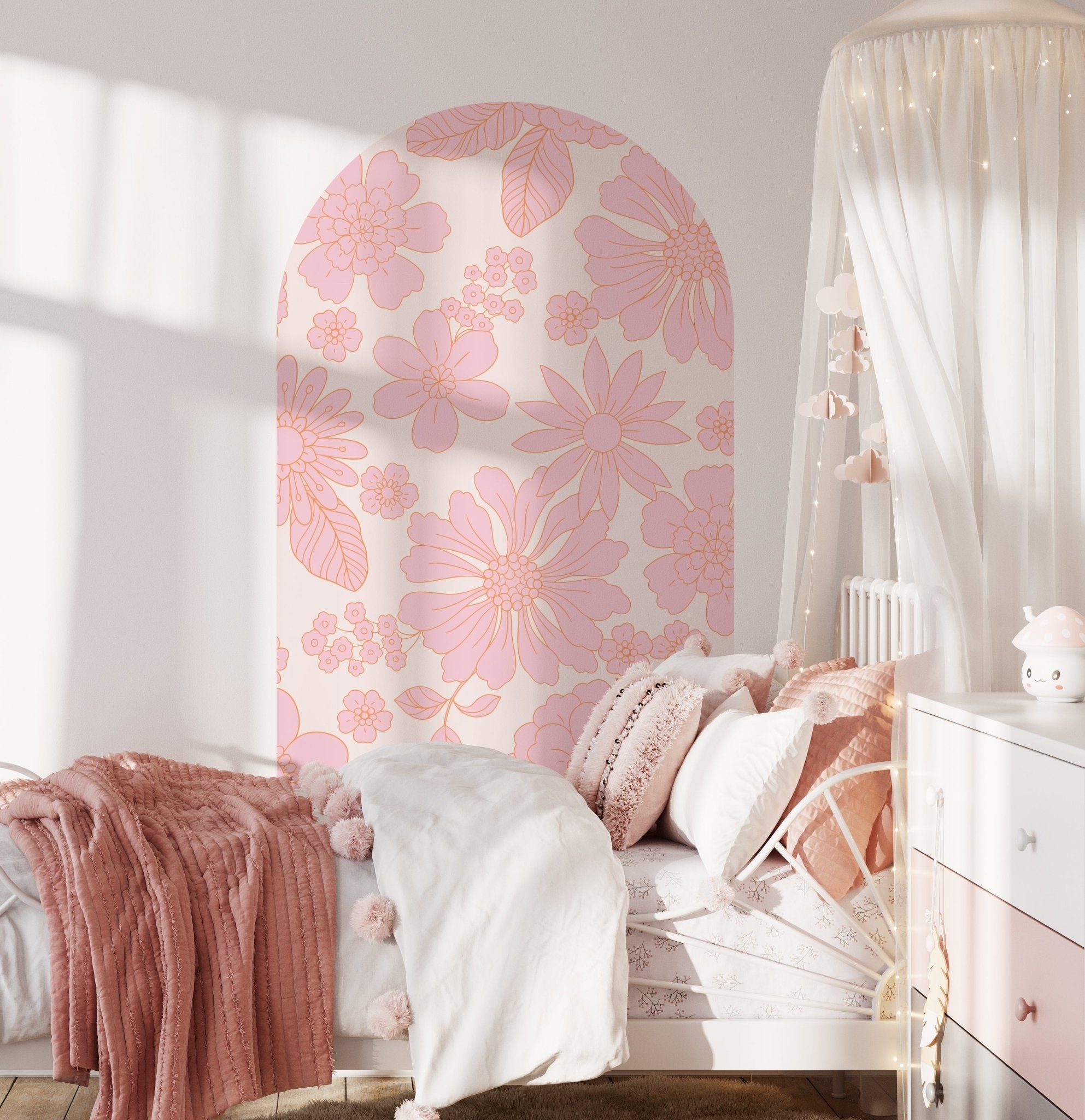 Pink Petal Parade — Arch Wall Decal (Arch Wall Decal) — removable wall decal by Tiny Tale Prints