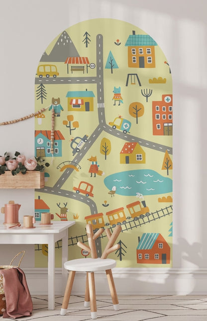 World Road Map Play — Arch Wall Decal