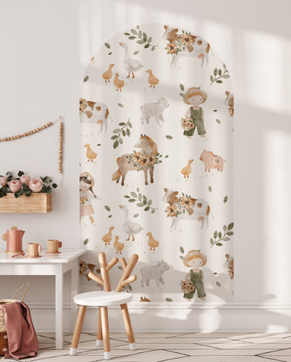 Quack & Baa Meadow — Arch Wall Decal (Arch Wall Decal) — removable wall decal by Tiny Tale Prints
