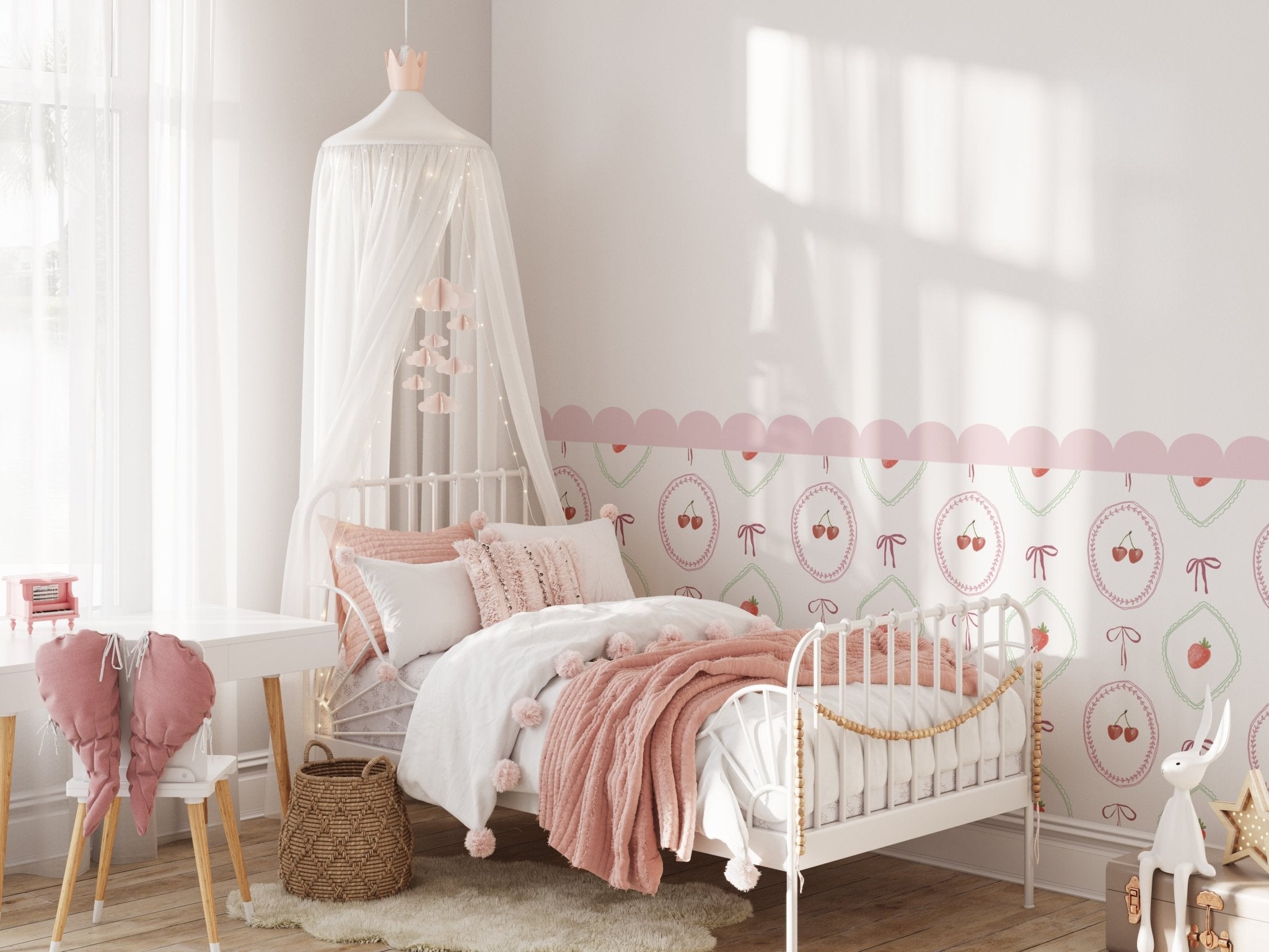 Red Berry Parade — Half - Walls Decal (Half - Wall Decal) — removable wall decal by Tiny Tale Prints