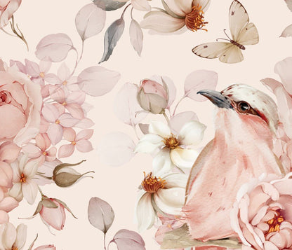 Rosy Nest & Petals — Arch Wall Decal (Arch Wall Decal) — removable wall decal by Tiny Tale Prints