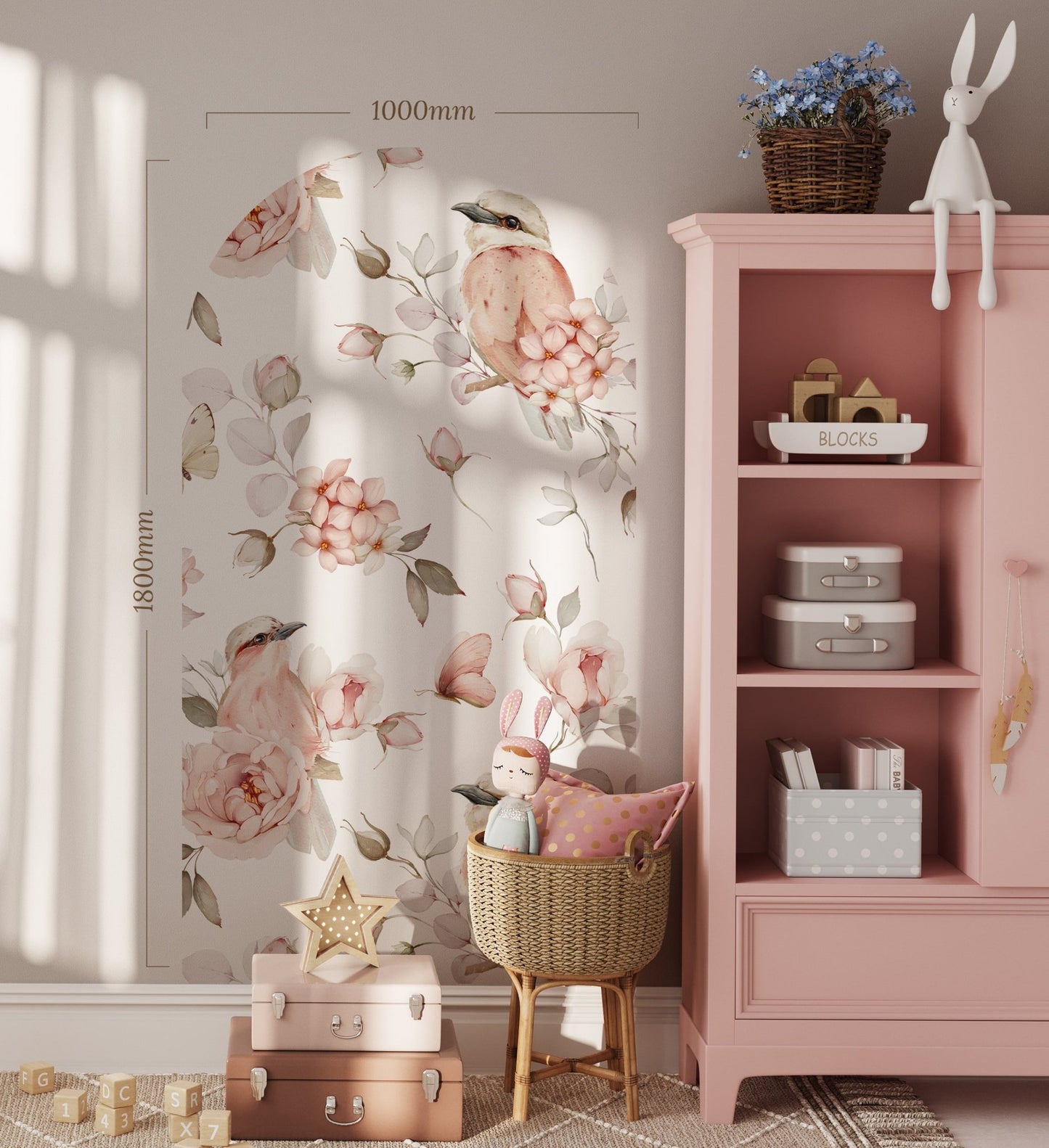 Rosy Nest & Petals — Arch Wall Decal (Arch Wall Decal) — removable wall decal by Tiny Tale Prints