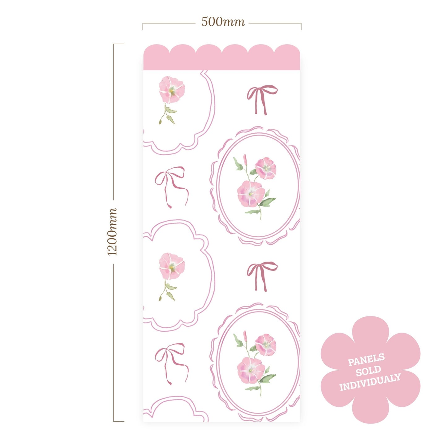 Rosy Ribbon Meadow — Half - Wall Decal (Half - Wall Decal) — removable wall decal by Tiny Tale Prints